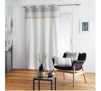 Rideau 100% coton a oeillets 140 x 240 cm à pompons Iliade