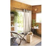 Rideau 100 % Coton Prélavé 140 x 260 cm - Kala Grège