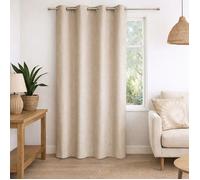 QABANE - Rideau 100% Occultant Effet Chiné - Polyester - Thermique Phonique - Isolation Anti Bruit et Lumière - Rideaux Occultants Chambre Salon - 140 x 260 cm - Beige