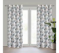 Rideau 140x250 Amela blanc feuilles vertes prêt sur une boucle Eurofirany