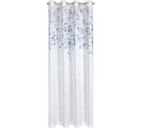 Rideau 140x250 Ana blanc bleu foncé avec impression et fil brillant prêt pour oeillets Eurofirany