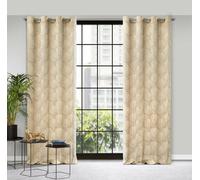 Rideau 140x250 Goya velours crème feuilles de ginkgo sur Pierre Cardin œillets avec impression brillante Eurofirany