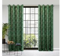 Rideau 140x250 Goya vert foncé feuilles de ginkgo sur œillets Pierre Cardin avec impression brillante Eurofirany