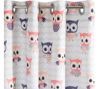 Eurofirany Rideau à œillets pour Chambre d'enfant Motif hiboux, Blanc + Rose., 140 x 250 cm