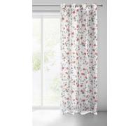 Rideau 140x250 Jenny blanc brique préparé sur des œillets légers en étamine en style écologique avec motif floral Eurofirany
