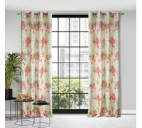 Rideau 140x250 Mari blanc rouge avec imprimé floral coloré prêt à poser Eurofirany
