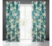 Rideau 140x250 Nelly blanc olive turquoise occultant Eurofirany