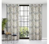 Rideau 140x250 Ola argenté en style éco avec imprimé floral semi-transparent prêt pour vias Eurofirany