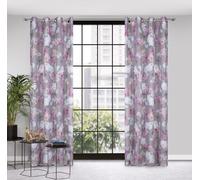 Rideau 140x250 Sherry rose argenté avec imprimé floral en tissu léger semi-transparent éthéré prêt pour œillets Eurofirany