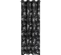 Rideau 140x250 Stella noir fleurs argentées prêt à poser Eurofirany