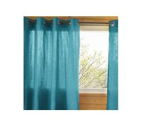 Rideau 140x260cm Coton Coloris Paon ?illets Inox - SOPHIE -