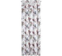 Rideau 140x270 Marina blanc acier etamin avec motif botanique prêt à poser Eurofirany