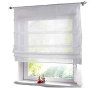 Rideau à Douer Rideaux de cuisine en Voile court stores transparents solides panneau de criblage en Tulle for rideaux de traitement de fenêtres de chambres à coucher ( Color : White , Size : W80cm-H14
