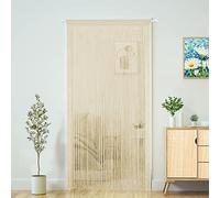 Rideau à ficelles à franges à suspendre pour porte, décoration de chambre à coucher, cuisine, salon, buanderie, couloir, style bohème hippie - Pour fête de mariage (100 x 200 cm, champagne moyen)