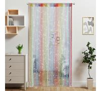 Rideau à ficelles à perles pour porte, séparateur de pièce à suspendre, décoration hippie à paillettes, panneau à franges à paillettes pour placard, fenêtre, mur, porte de style bohème (1,