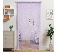 Rideau à ficelles avec perles à suspendre - Séparateur de pièce - Décoration hippie - Avec franges pailletées - Pour placard, fenêtre, mur, porte - Style bohème - Violet - 100 x 200 cm
