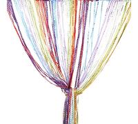 Rideau à ficelles pour Porte, Panneau Mural, fenêtre, séparateur de pièce, Maison, terrasse, Chambre à Coucher, Ruban décoratif à Pompons pour Mariage, café, Maison (Arc-en-Ciel)