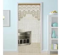 Rideau à fils en dentelle macramé pour portes, séparateur de pièce, panneau de fenêtre hippie pour chambre à coucher, placard, rideaux décoratifs (champagne)