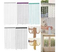 Rideau à fils perlés pour portes, placards et cloisons de séparation de pièce | Fils de perles en polyester, 100 x 200 cm | Noir, blanc, marron, bleu, violet, abricot, gris