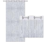 Rideau à fils rayures métalliques blanc œillets 140 x 250 cm