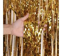 Rideau à franges en feuille d'or, 1 pièce de 0,9 x 2 m | Toile de fond scintillante et auto-adhésive pour anniversaire, mariage, vacances, célébration, décorations de fête