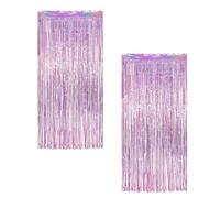 Rideau à Franges Laser Rose Clair 1x2.5m, 2 Pcs Rideau Photobooth Scintillant pour Décoration Anniversaire, Mariage et Fête, Fond de Photo Métallique Brillant en Aluminium Pet Épais pour Baby Shower