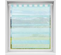 Rideau à fronces avec passant, taille : 90x110cm, couleur : turquoise