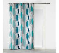 Douceur d'Intérieur – Rideau à œillets Leafy – Coton imprimé – 140 x 240 cm – Bleu