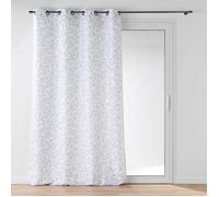Douceur d'Intérieur, Rideau à Oeillets (140 x 280 cm) Duchesse Blanc, Polyester Imprimé Métallisé