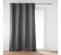 Rideau à oillets isolant jacquard anthracite 140x260