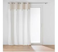 Rideau à œillets Milano 140 x 240 cm - Beige/Blanc naturel, 59% coton 41% polyester, jacquard avec pompons
