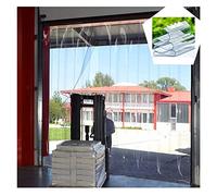 Rideau à lamelles en PVC industriel robuste - Porte de congélateur en plastique transparent pour magasins, usines et garages - 165 x 290 cm - Rideau à lattes transparentes avec contrôle de la