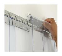 Rideau à lanières en PVC pour Porte de Chambre Froide, kit de Suspension Robuste avec piquets de Fixation, idéal pour Les entrepôts, Les usines et Les supermarchés - 240 x 240 cm / 94,49 x 9