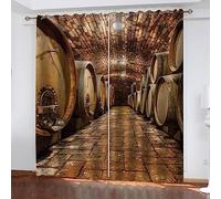 Rideau À Oeillet Cuisine Rideaux Occultants Salon 3D Cave À Vin Souterraine Salon Enfants Chambre Draperies Et Acoustiques Anti Moisissure Rideau Décoration De Fenêtre 2 Panneaux 280 X 180 C -9P2I-R8Y
