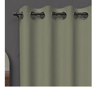 Soleil d'ocre, Occultant Alix Rideau à Oeillets Kaki, Polyester, 135x180 cm