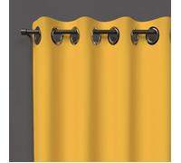 Soleil d'ocre, Occultant Alix Rideau à Oeillets Jaune radieux, Polyester, 135x250 cm