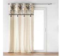 Rideau a oeillets 140 x 240 cm polycoton + pompons Papaya