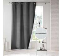 Rideau a oeillets 140 x 260 cm polyester uni thermique icemount Anthracite Gris G