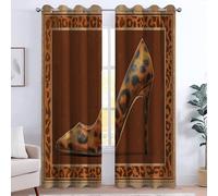Rideau à Oeillets 2 Panneaux, 140L x 260H cm Chameau Rideaux Microfibre, Douceur d'intérieur Lavable en Machine, Moderne Chambre Cuisine Balcon, Léopard Talons Hauts Mode Femmes Bordure