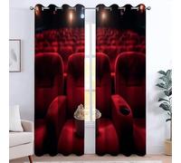 Rideau à Oeillets 2 Panneaux, 91.5L x 214H cm Rouge Rideaux Microfibre Imprimé, Douceur d'intérieur Lavable en Machine, Moderne Chambre Cuisine Balcon, Cinéma Sièges Films Popcorn Divertissement