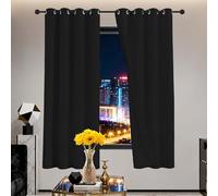 Rideau à Oeillets 460 x 370 cm Polyester, 100% Bloquer Lumière Rideaux Modernes Design Moderne à Oeillets pour Maison Chambre, Noir