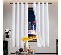 Rideau à Oeillets 460 x 370 cm Polyester, 100% Bloquer Lumière Rideaux Modernes Design Moderne à Oeillets pour Maison Chambre, Blanc