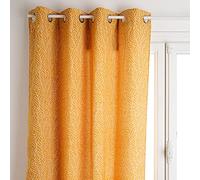 Rideau à Oeillets Chenille - Motifs Jacquard - Jaune Moutarde 140x260 cm - Atmosphera créateur d'intérieur