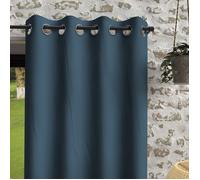 Soleil d'ocre, Bohème Rideaux Oeillets, Microfibre lavé, Bleu Canard, 140x180 cm