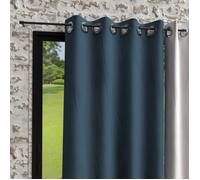 Soleil d'ocre, Bohème Rideaux Oeillets, Microfibre lavé, Bleu Canard, 140x250 cm