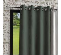 Soleil d'ocre, Bohème Rideaux Oeillets, Microfibre lavé, Vert Kaki, 140x250 cm