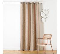 Rideau à Oeillets Lin Rayé Esprit Méditerranéen Terracotta 140x265 cm