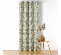 Rideau à Oeillets Motif Feuillage avec Relief Vert Olive 140x260 cm