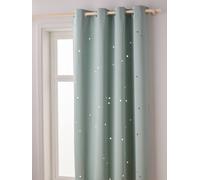 Rideau à oeillets occultant et motifs perforés vert / étoiles 135X240