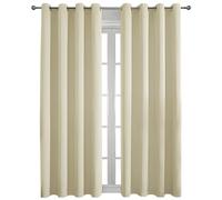 Rideau à Oeillets, Rideaux Intérieurs Thermique Isolant Anti Chaleur pour Salon Anti Bruit Décoratif Chambre Enfant Adult Cuisine-117x228cm-Beige-(L x H) Lot de 1